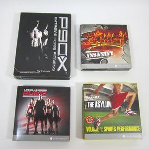 Lot of 4 P90X Beachbody DVD Sets Workout Training Exercise Insanity Pump Asylum